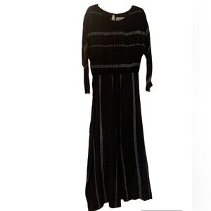 Ace and jig / tea long sleeve maxi dress slit open back dolman black in noir L